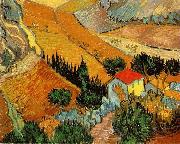 Vincent Van Gogh Valley with Ploughman Seen from Above France oil painting artist
